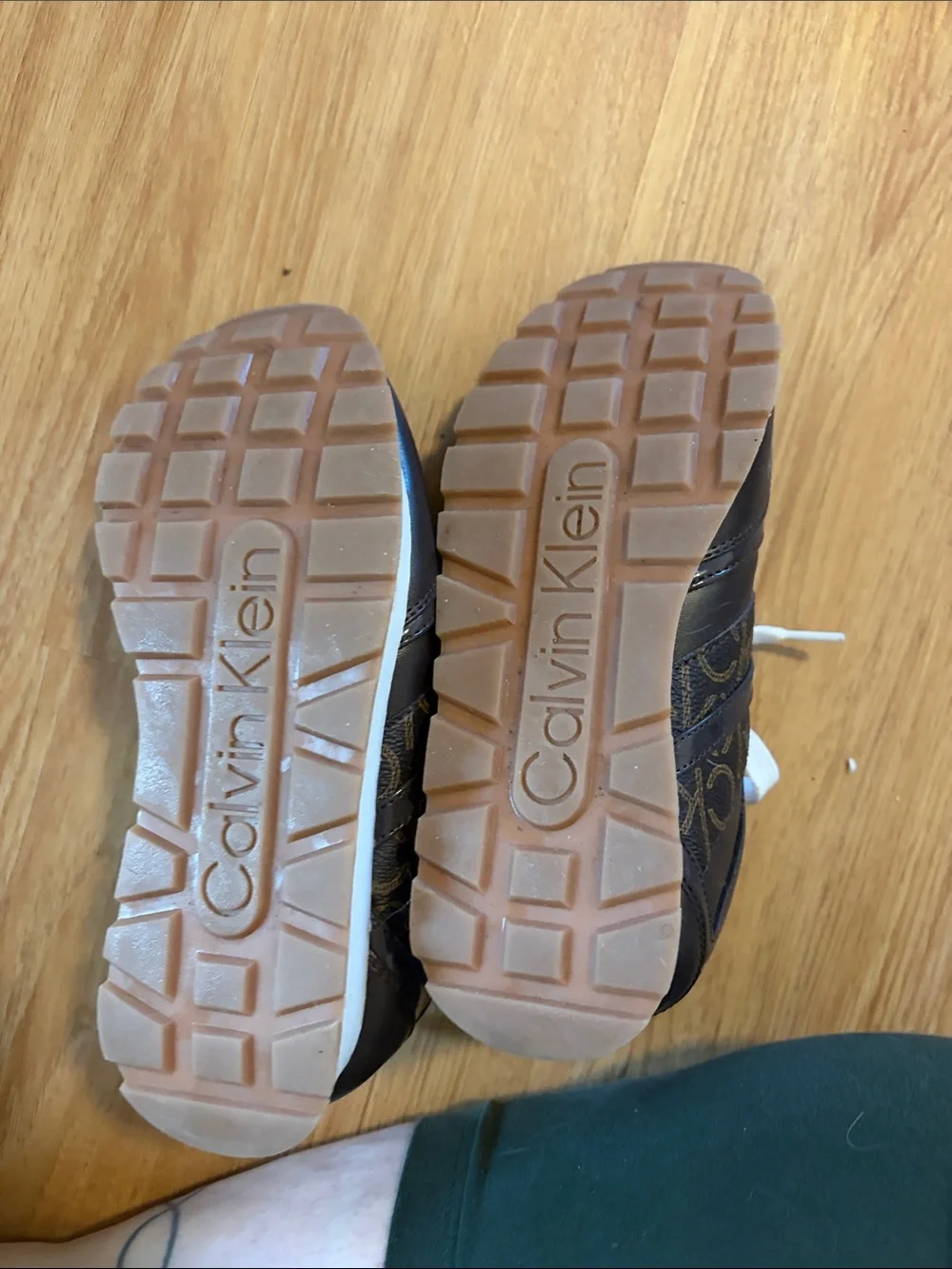 Calvin Klein Brown Logo Lace-Up Sneakers with White Laces